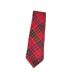 Ingles‎ Buchan Tie Scotland 100% Wool Red Green Tartan Plaid Christmas Holiday